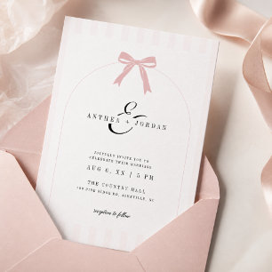 Pink Bow Arch Romantic Coquette Wedding Invitation