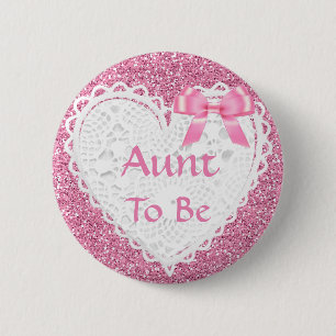 Pink Bow Aunt to be Baby Shower Button