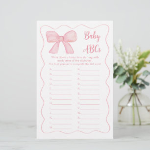 Pink Bow Baby ABCs Shower Game
