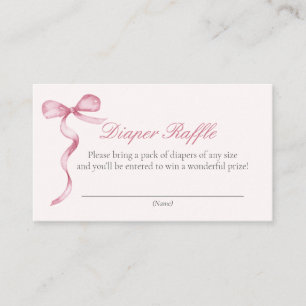 Pink Bow Baby Diaper Request Enclosure Card