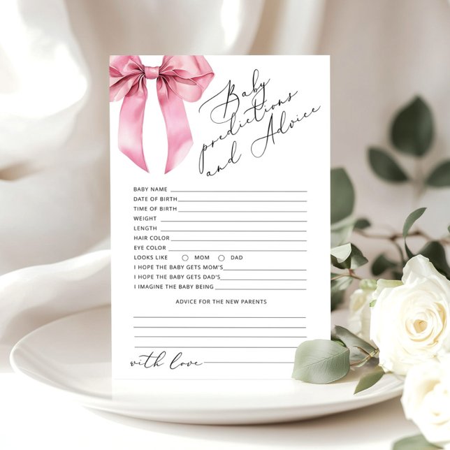Pink Bow baby girl predictions and advice card (Creator Uploaded)
