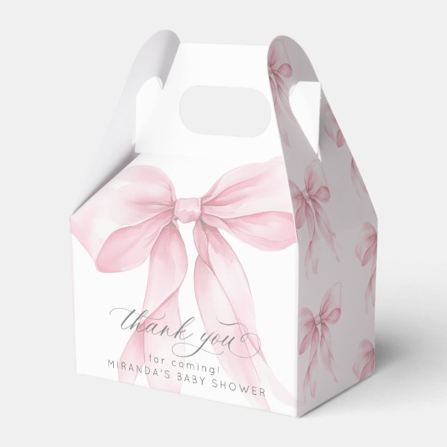 Pink Bow Baby girl Shower elegant Favour Box (Front Side)