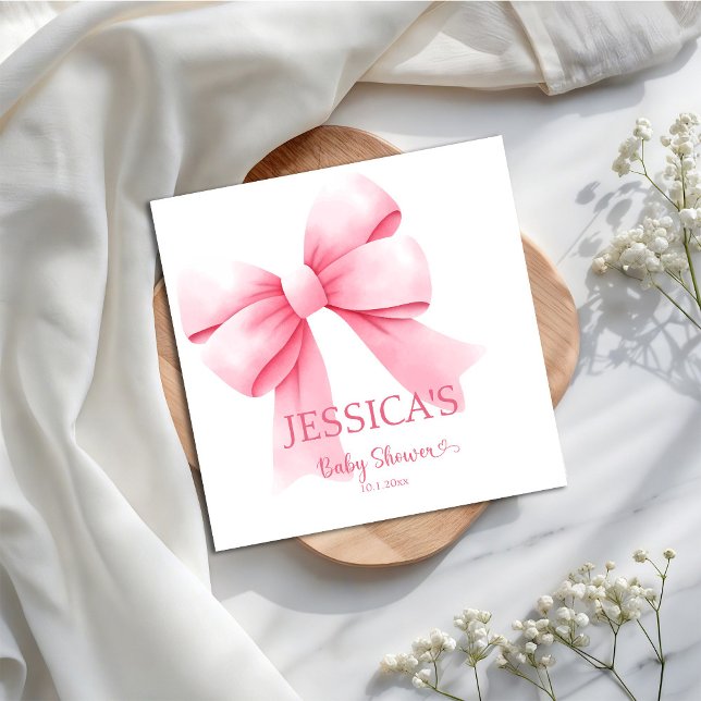 Pink Bow Baby Girl Shower  Napkin (Creator Uploaded)