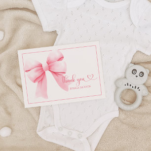 Pink Bow Baby Girl Shower  Thank You Card