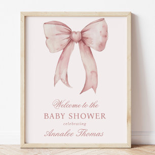 Pink Bow Baby Girl Shower Welcome Sign