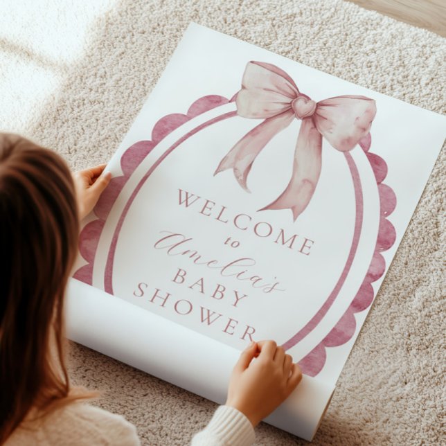 Pink Bow Baby Girl Shower Welcome Sign (Creator Uploaded)
