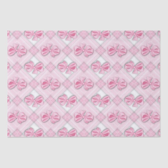 Pink bow baby girl tissue paper (Front)