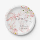 Pink Bow Baby In Bloom Baby Shower Paper Plate