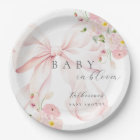 Pink Bow Baby In Bloom Baby Shower Paper Plate