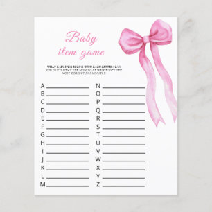 Pink bow - Baby Item Game. Baby Shower Game