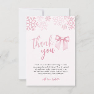 Pink Bow Baby Its Cold Outside Baby Shower Thank You Card