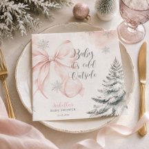 Pink Bow Baby It's Cold Outside Baby Shower xmas