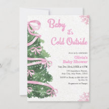Pink Bow Baby it's Cold Outside Winter Baby Shower