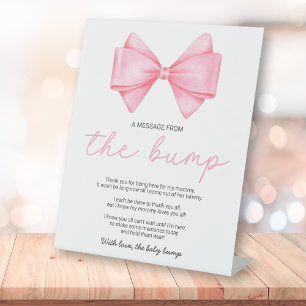 Pink Bow Baby Shower A Message From The Bump Pedestal Sign