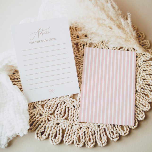 Pink Bow Baby Shower Advice Card (Creator Uploaded)