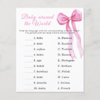 Pink bow baby shower - Baby around the world game