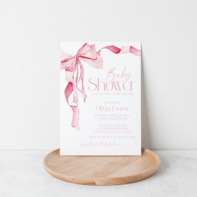 Pink Bow Baby Shower, Baby Shower, It's A Girl,  Invitation (Creator Uploaded)