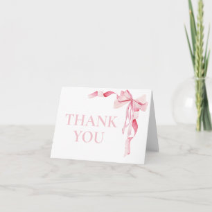 Pink Bow Baby Shower, Baby Shower, It's A Girl, Thank You Card
