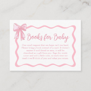 Pink Bow Baby Shower Book Request Enclosure Card