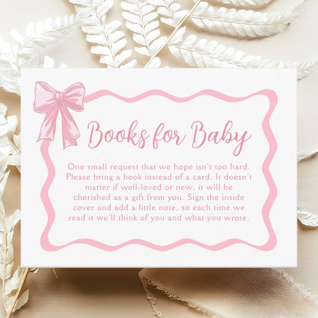 Pink Bow Baby Shower Book Request Enclosure Card (Creator Uploaded)