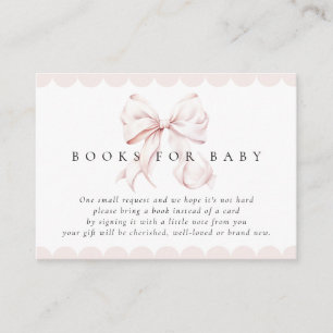 Pink Bow Baby Shower Books for Baby Enclosure Card