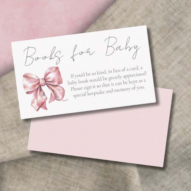 Pink Bow Baby Shower Books For Baby Enclosure Card (Pink Bow Baby Shower Books For Baby Enclosure Card)