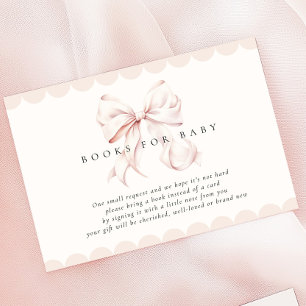 Pink Bow Baby Shower Books for Baby Enclosure Card