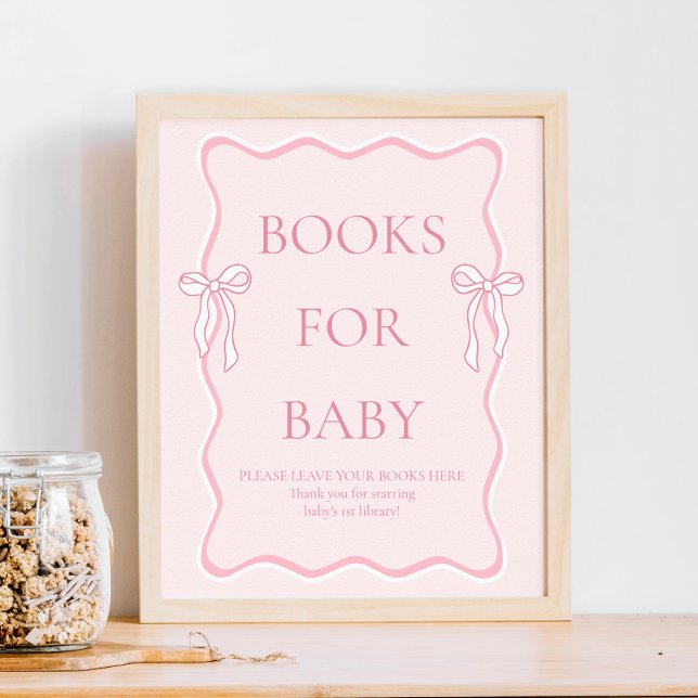 Pink Bow Baby Shower Books for Baby Poster (Creator Uploaded)
