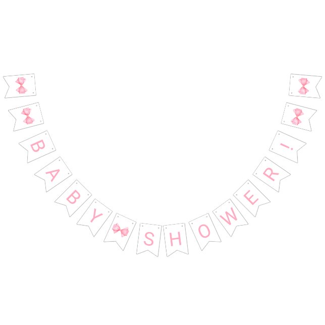 Pink Bow Baby Shower Bunting (All)