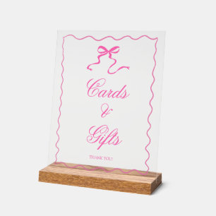 Pink Bow Baby Shower Cards and Gifts Sign