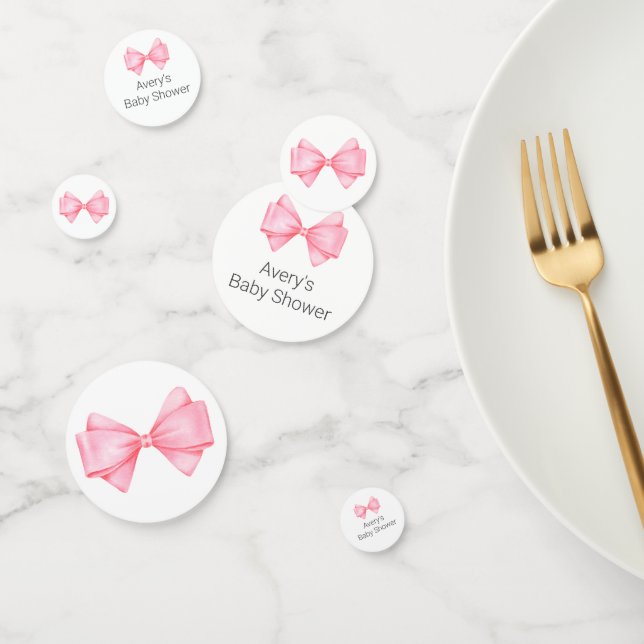 Pink Bow Baby Shower Confetti (Group)