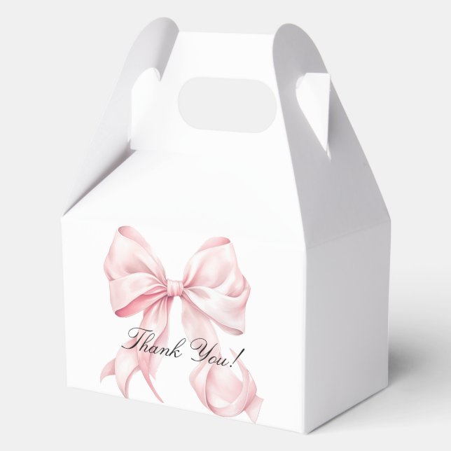 Pink Bow Baby Shower Coquette Bow Theme Favour Box (Front)