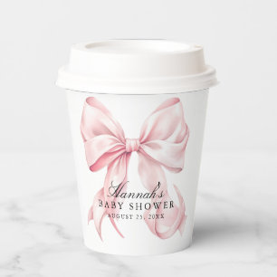 Pink Bow Baby Shower Coquette Bow Theme Paper Cups