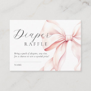 Pink Bow Baby Shower Diaper Raffle Enclosure Card