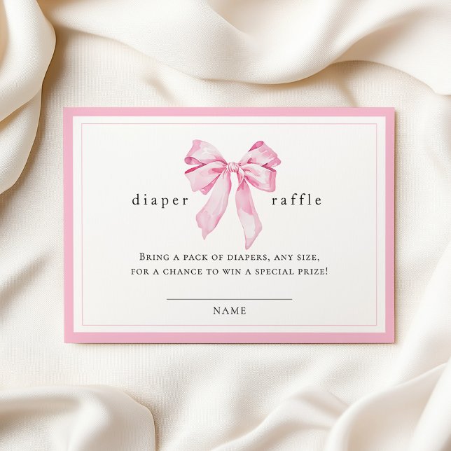 Pink Bow Baby Shower Diaper Raffle Enclosure Card (Creator Uploaded)