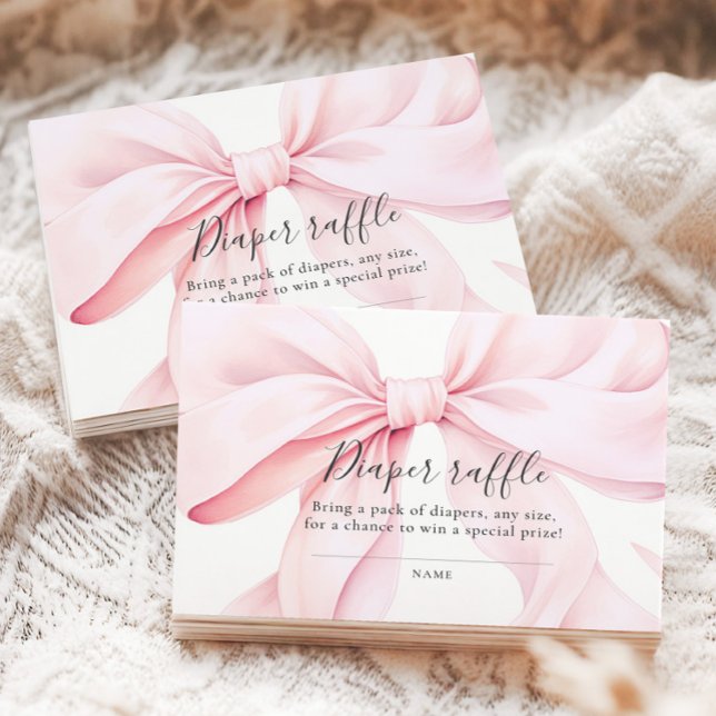 Pink Bow Baby Shower Diaper Raffle Enclosure Card (Creator Uploaded)