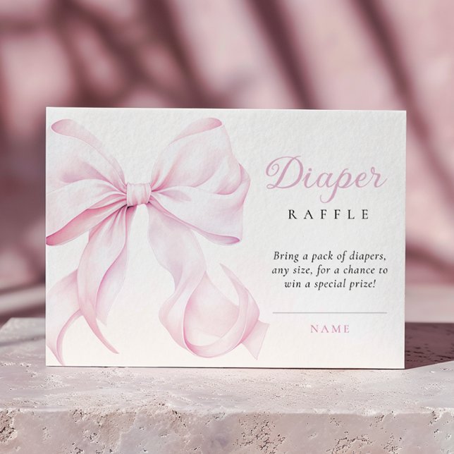 Pink Bow Baby Shower Diaper Raffle Enclosure Card (Creator Uploaded)