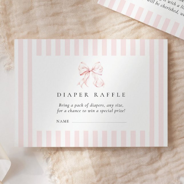 Pink Bow Baby Shower Diaper Raffle Enclosure Card (Creator Uploaded)