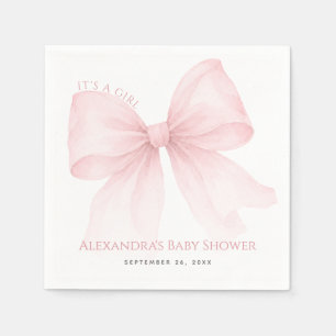 Pink Bow Baby Shower Elegant Coquette It's a Girl Napkin