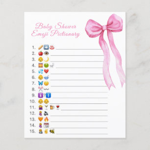 Pink bow baby shower emoji Pictionary game