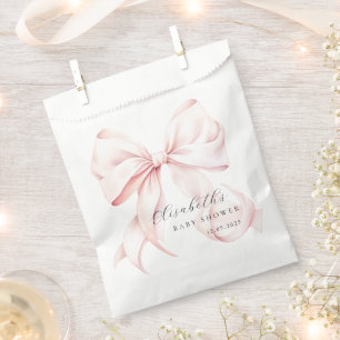 Pink Bow Baby Shower Favor Bag