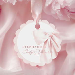 Pink Bow Baby Shower Favor Tag