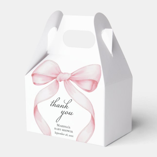 Pink Bow Baby Shower Favour Box (Front Side)