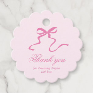 Pink Bow Baby Shower Favour Tag