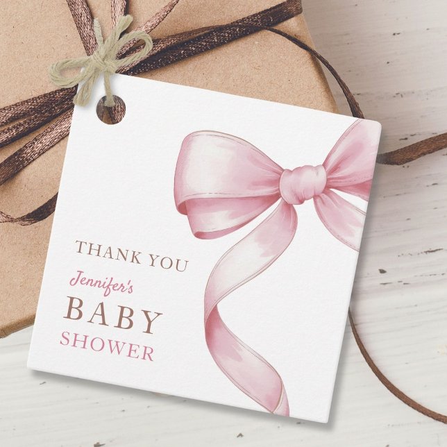 Pink Bow Baby Shower Favour Tags (Creator Uploaded)