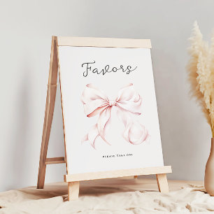 Pink Bow Baby Shower Favours Table Sign