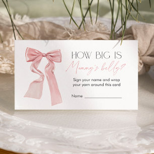Pink Bow Baby Shower Game How Big is Mummy’s belly Enclosure Card