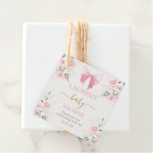 Pink Bow Baby Shower Girl  Favour Tags
