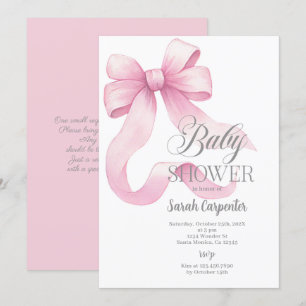 Pink Bow Baby Shower Girl Invitation