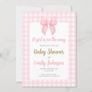 Pink Bow Baby Shower Girl invitation